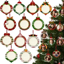 24 Pcs Christmas Photo Frame Picture Ornaments, Wooden Picture Frames DIY Chr...