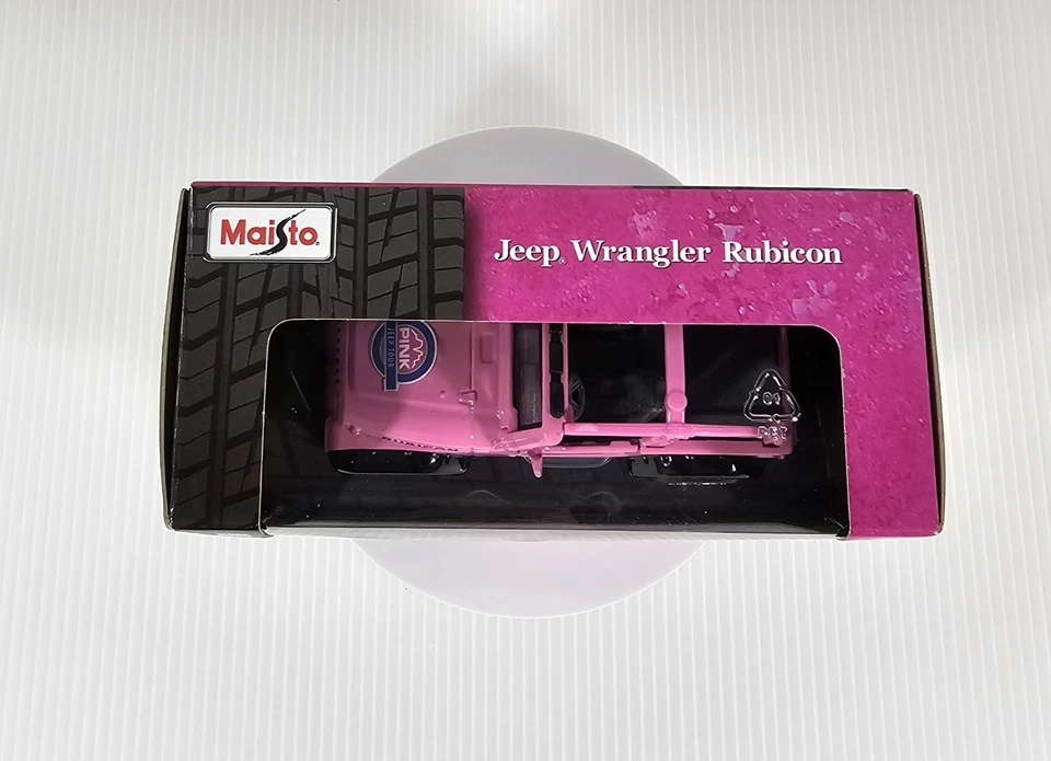 Maisto Jeep Wrangler Rubicon Rosa Diecast Juguete, Acción Pull Back, RARO Foto 4 de 4