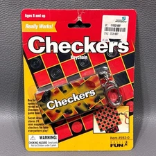 Vintage Magnetic Checkers Board Game Keychain Item 593-0 Basic Fun 2000 Y2K