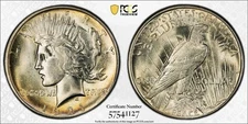 1921 PEACE DOLLAR HIGH RELIEF PCGS MS 63 GORGEOUS LIQUID SILVER AND AMBER FLOW