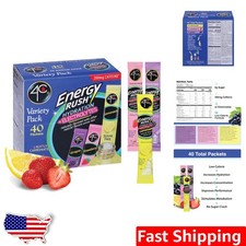 Energy Rush Electrolyte Stix Variety Pack - 40 Ct Lemonade, Strawberry, Grape
