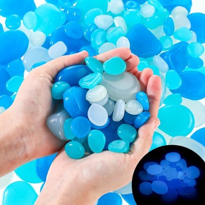 Glow in the Dark Pebbles - 300 Pcs Luminous Stones for Garden, Fish Tanks,