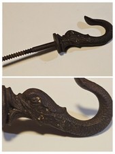 Pre-1890 Cast Iron Ceiling Lamp Hook Sea Serpent Bird Cage Hanger Vintage CSN