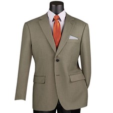 VINCI Men's Olive Green 2 Button Houndstooth Modern Fit Blazer - NEW