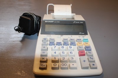 Sharp EL-1750V 2 Color Printing Calculator + Power Cord Tested Works