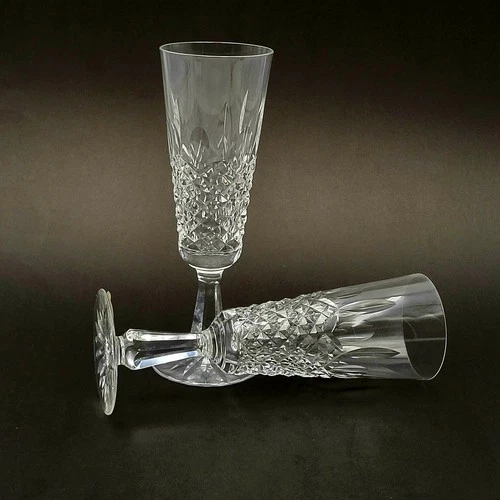 Set of 2 WATERFORD CRYSTAL Kenmare (Cut) Fluted Champagne Glasses Vintage