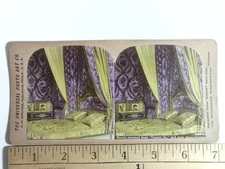 Vintage Universal Photo Art Co. Hand-Colored Stereoview Victorian Bedroom