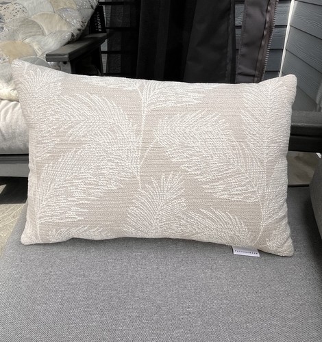 Pottery Barn Outdoor Throw Pillow Sunbrella Silvie Palm Cream & Taupe 12”x18”