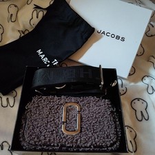 Marc Jacobs Gray Faux Fur Shoulder Bag Adjustable Strap Authentic