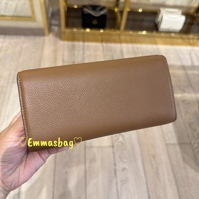 チョコ　180cm×50 Tory Burch Britten Envelope Wallet 175813 Pebbled Leather $300 | eBay