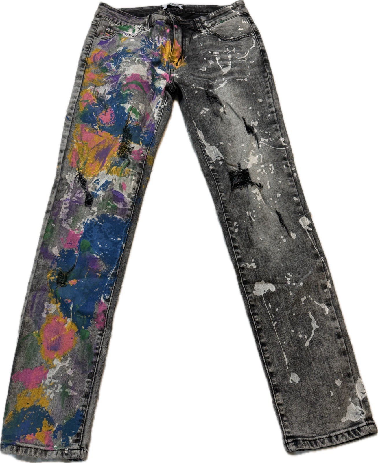 BLUE TOPIC Thrashed Paint Splattered Distressed G… - image 3