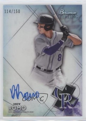2021 Bowman Sterling Prospect Refractor 114/150 Drew Romo #BSPA-DR Auto 1u6