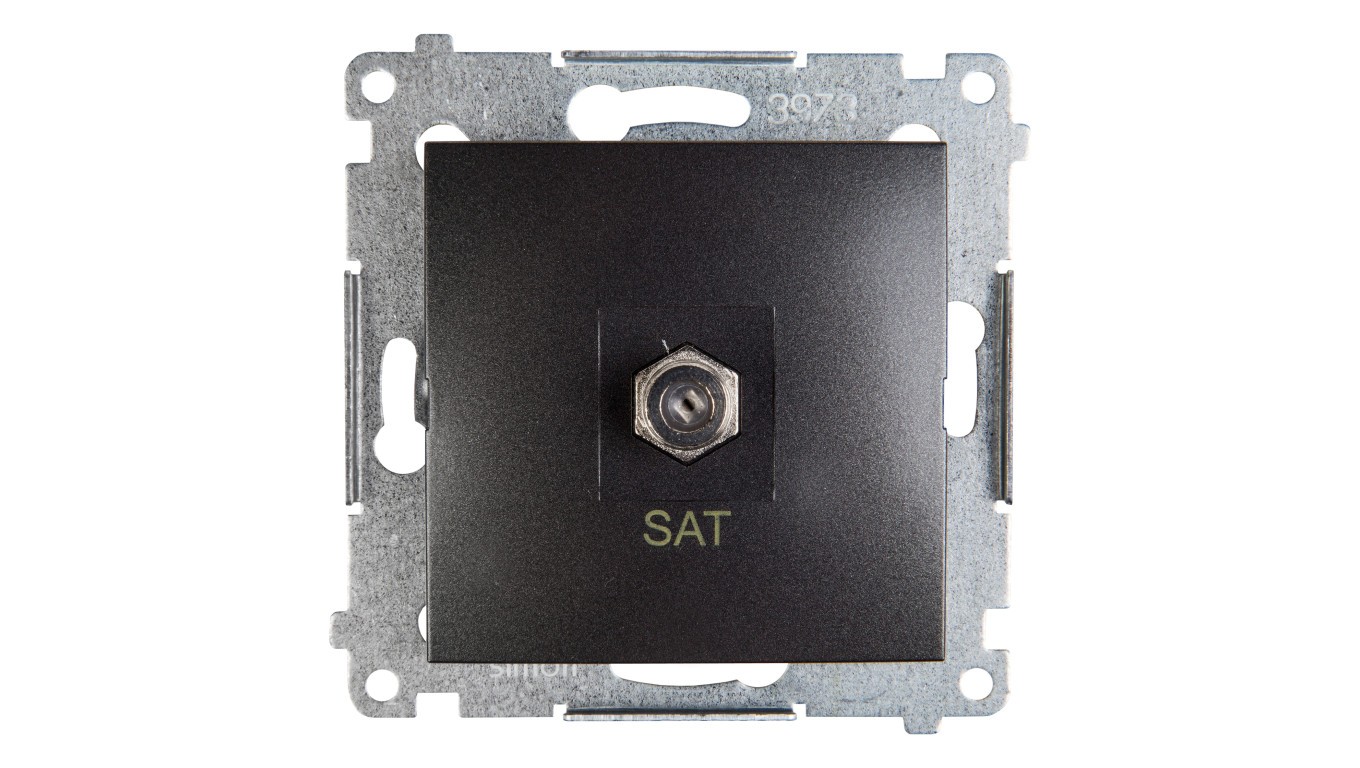 Simon 54 Antenna Socket Single SAT Charcoal DASF1.01/48