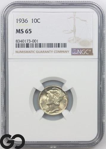 1936 Mercury Dime NGC MS 65 ** Lustrous!
