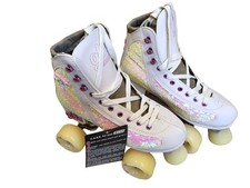 NIB Crazy Skates Glitz Pearl Roller Skates Size 6 US Ladies White Iridescent Seq