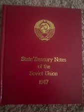 Soviet Union 1947 State Treasury Bank Note Album 1, 3, and 5 Ruble Notes w/COA