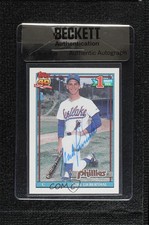 BAS 1991 Topps Mike Lieberthal #471 Seal of Authenticity Auto 3c7