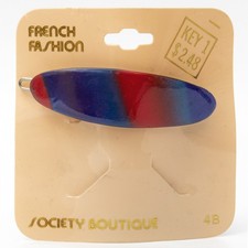 NOS 1970s 1980s Vintage Hair Clip Barrette Blue Red Ombre Lucite France / Italy