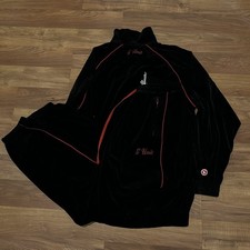 Vintage 90s G-Unit Collection Black Red Velour Zip 2 Piece Track Suit Mens Large