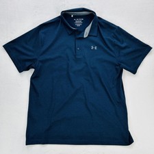 Under Armour Polo Shirt Mens 2XL Blue Playoff HeatGear Golf Performance Stretch