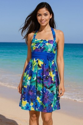 MADISON PAIGE Jr s Blue Floral Halter Party Dress Beautiful Floral Print In Blue