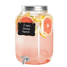 Outdoor Glass Beverage Dispenser with Stainless Steel Spigot - 2 Gallon
