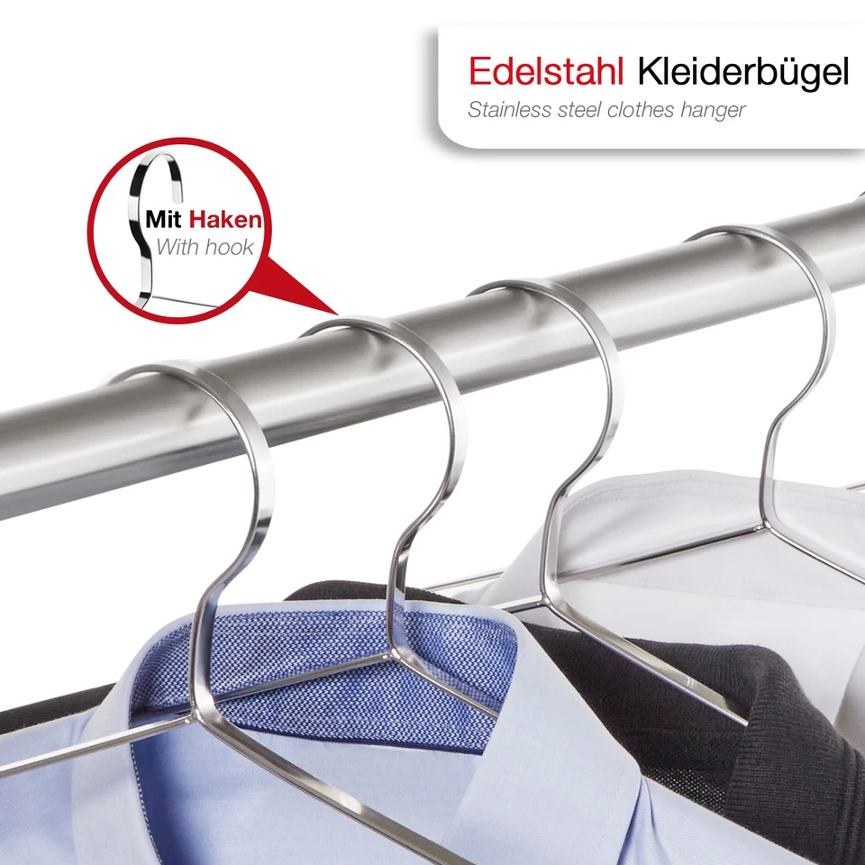 Kleiderbügel Garderobenbügel Edelstahl 5-15x L 450mm für Hemd Jacke Bluse SOTECH - Bild 2 von 4