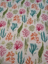 Waverly Inspirations Coral Reef Print Fabric White Pink Aqua Remnant