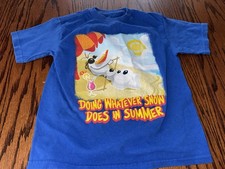 Boys 4 Disney Olaf Frozen Blue Short Sleeve Tee Shirt Tshirt Beach Summer Sun