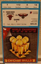 1999 Chicago Bulls Championship Banner Raising Opening Night Ticket 2/9/99 Hawks