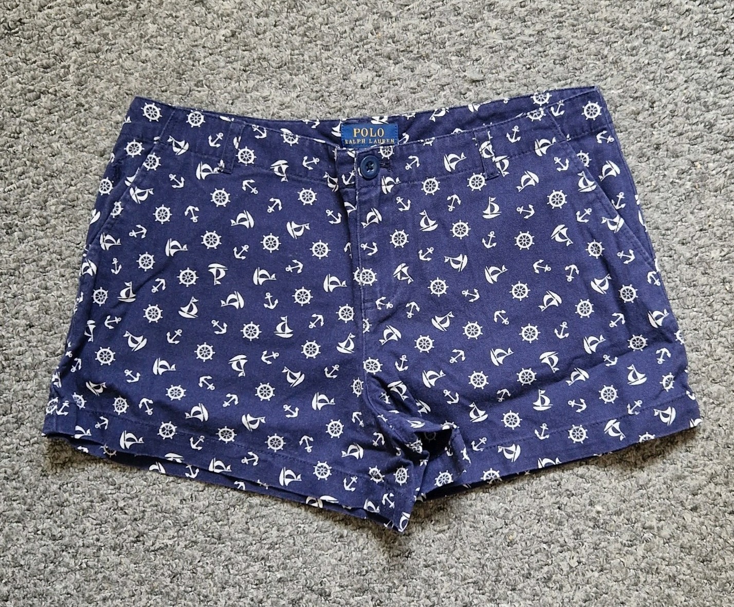 Vintage Polo Ralph Lauren Shorts Womens UK10 W28" Large Blue Y2K Pockets Sailing