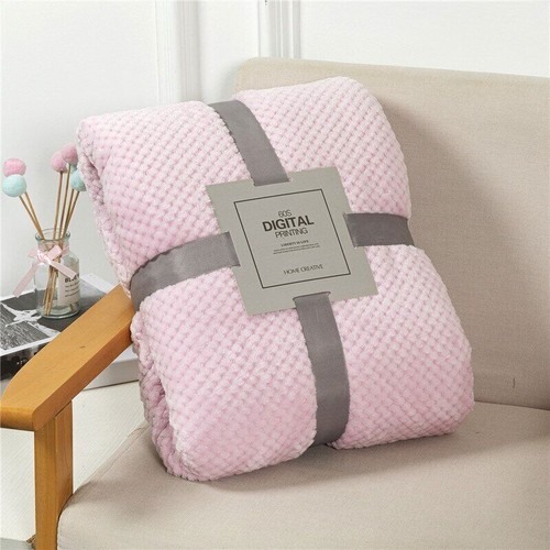 Blanket Beds Coral Fleece Throw Sofa Cover Bedspread Pet Fluffy Plaid Blankets - Picture 30 of 38
