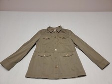 CHICO'S Women's Elongated Sateen Jacket Green Pockets Collared Sz 1 or 8/10