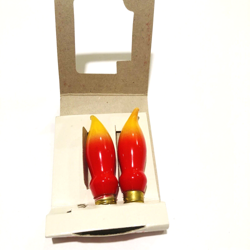 VTG Candelabra Bulbs Candle Flame Type Bulbs Christmas Lights 2 Orange