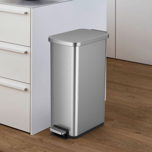 7.9 Gallon Slim Trash Can Stainless Steel Kitchen Step Trash Can Home Office