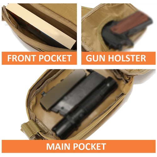 Men's Tactical Gun Carry Pouch Pistol Holster Fanny Pack Shoulder Bag Waist Bag - Picture 8 of 14