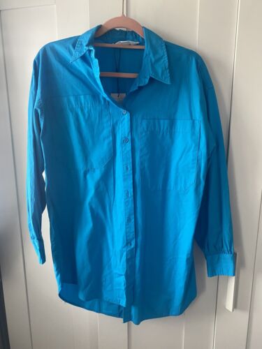 Ladies Bright Blue Blouse Shirt Oversize Size 8 BRAND NEW