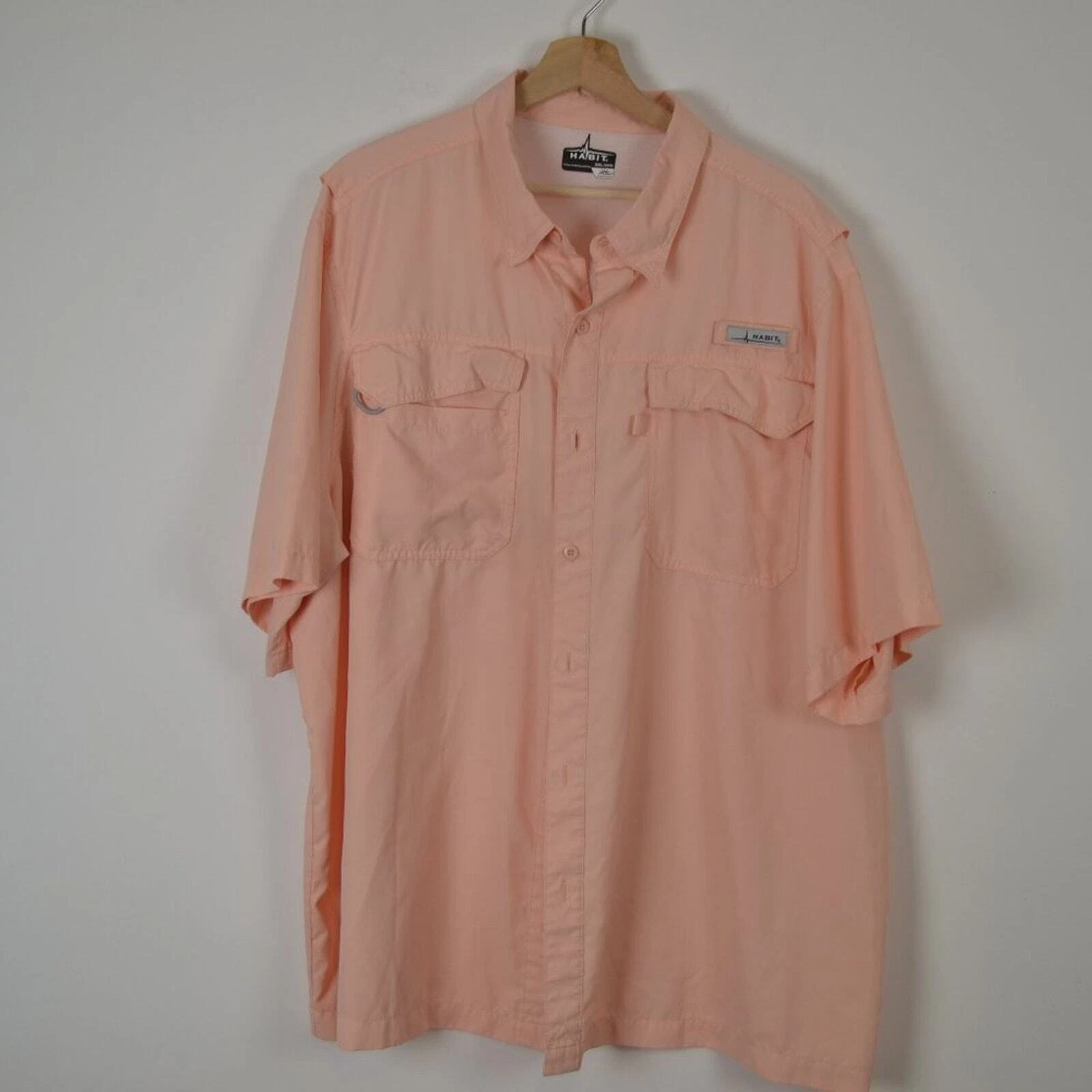 Habit Mens 2XL UPF Long Sleeve Vented Button Down Fishing Outdoor 2 Pocket Shirt