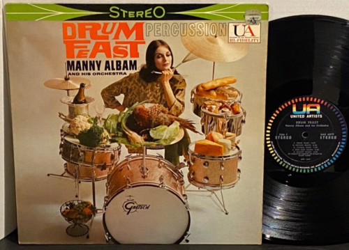 MANNY ALBAM Drum Feast 1959 UA Stereo JAZZ EXOTICA LP EX/EX+ Play Tested - Picture 1 of 2