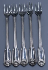 5 Oneida CLASSIC SHELL Cocktail Seafood Fork 5-7/8" Heirloom Cube Stainless