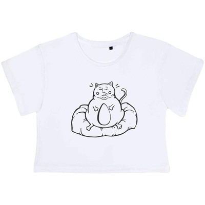 ''Fette Katze auf Kissen'' Damen Baumwolle Crop Tops (CO047327)