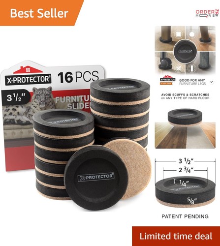 Felt Furniture Sliders 3.5" Round 16 PCS Heavy-Duty Movers for Hard Floors