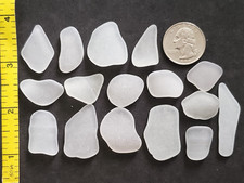 GENUINE PURE BEACH SEA GLASS SURF TUMBLED WHITE CLEAR SNOW FROSTED PENDANTS V1