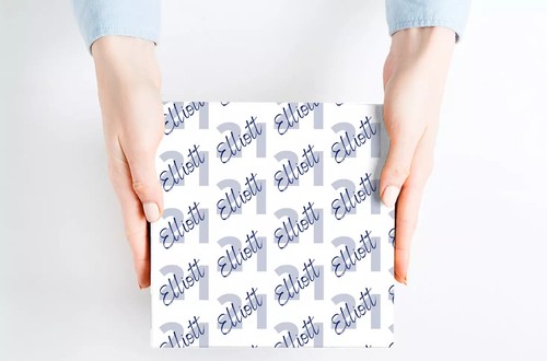 Personalised BIRTHDAY Navy Blue Gift Wrapping Paper Sheet or Roll Any Name & Age - Picture 2 of 3