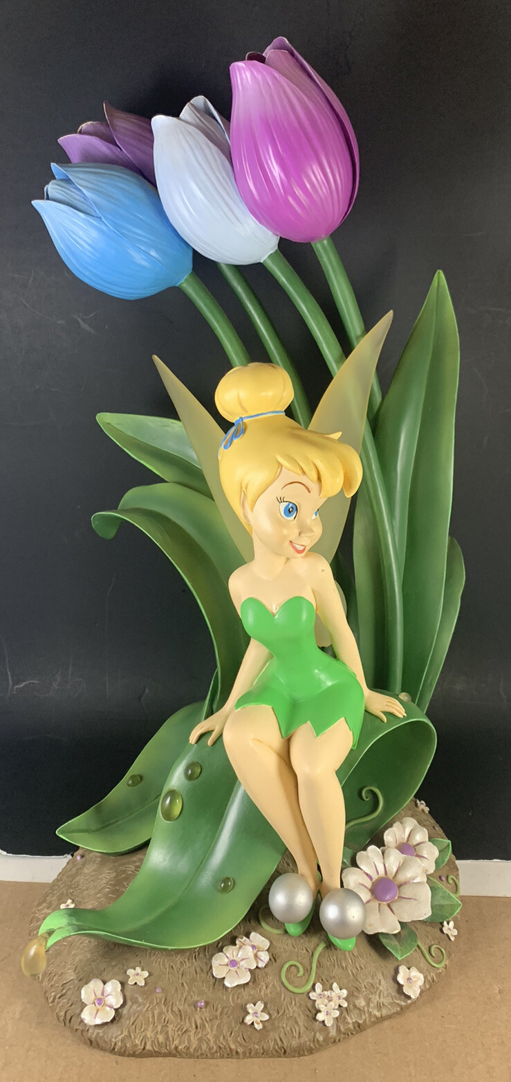 DISNEY STORE TINKERBELL GARDEN FAIRIES FIGURINE TULIP STATUE 17" HTF