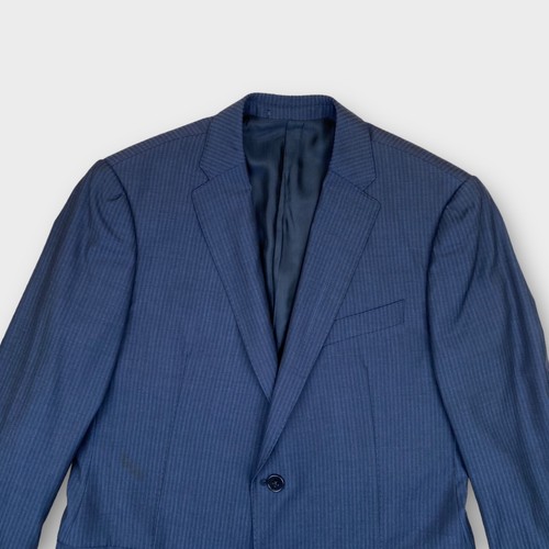 Traje Armani Collezioni Para Hombres Línea M Azul Marino A Rayas 2 Botones Lana 2 piezas - 40R / 32W - Imagen 3 de 13