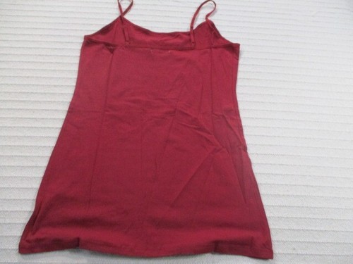 Active Basic Womens Shirt 1XL Red Long Tank Spaghetti Strap Stretch Cotton Solid - Picture 5 of 11