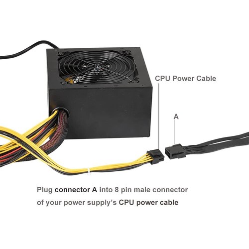 2 Pack EPS12V CPU 8 Pin Female to CPU ATX 8 Pin and ATX 4 Pin Male Power Supply - Afbeelding 5 van 7
