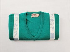 Vintage 50s Catalina Sportfolio Junior 100 Virgin Wool Green V-Neck Sweater NOS