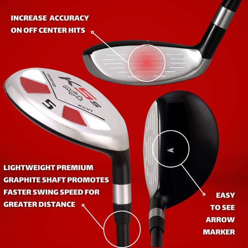 Majek Golf +1" than Std, Big & Tall Men's #5 Hybrid, Reg Flex Club Midsize Grip - Picture 3 of 11